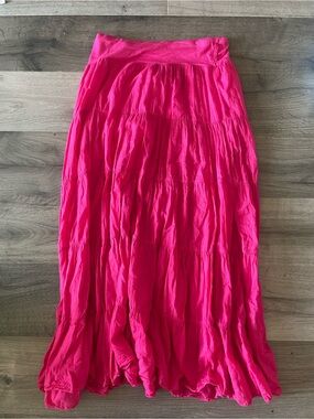Fuchsia Pink Tiered Maxi Skirt